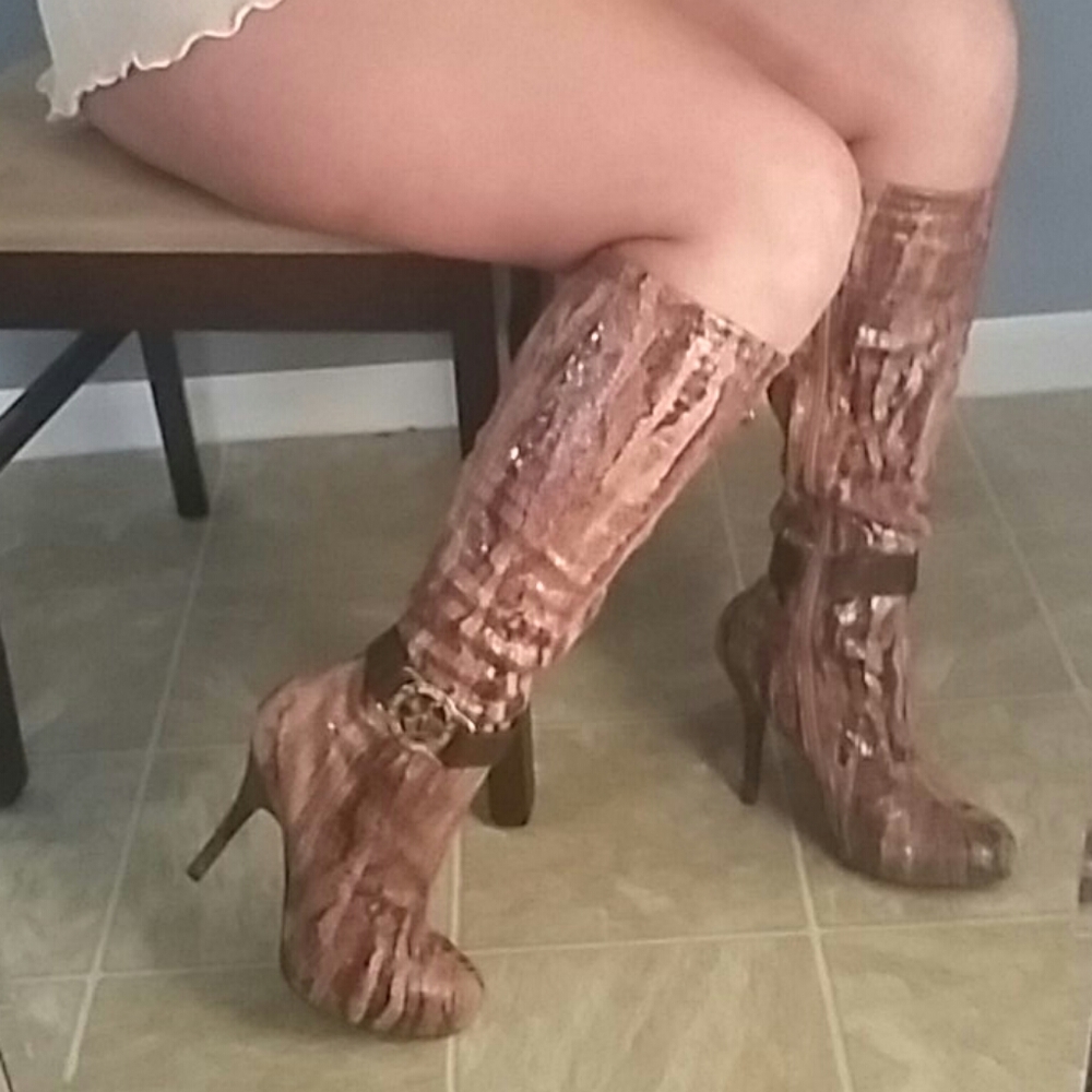 Faux snakeskin boots